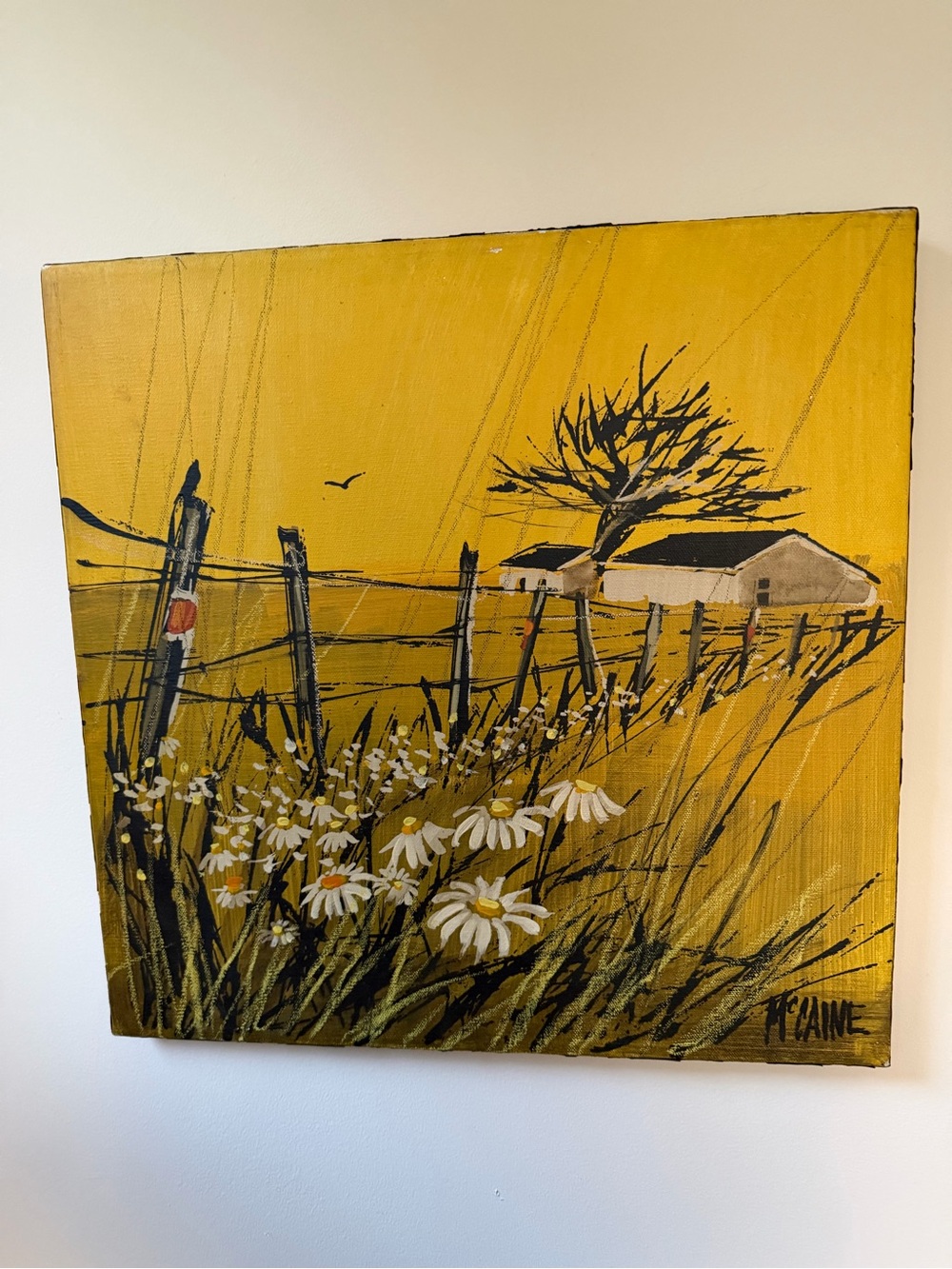 Vintage Painting Robert McCaine Oil Painting on Canvas Daisy Flower Retro Boho - Picture 6 of 12